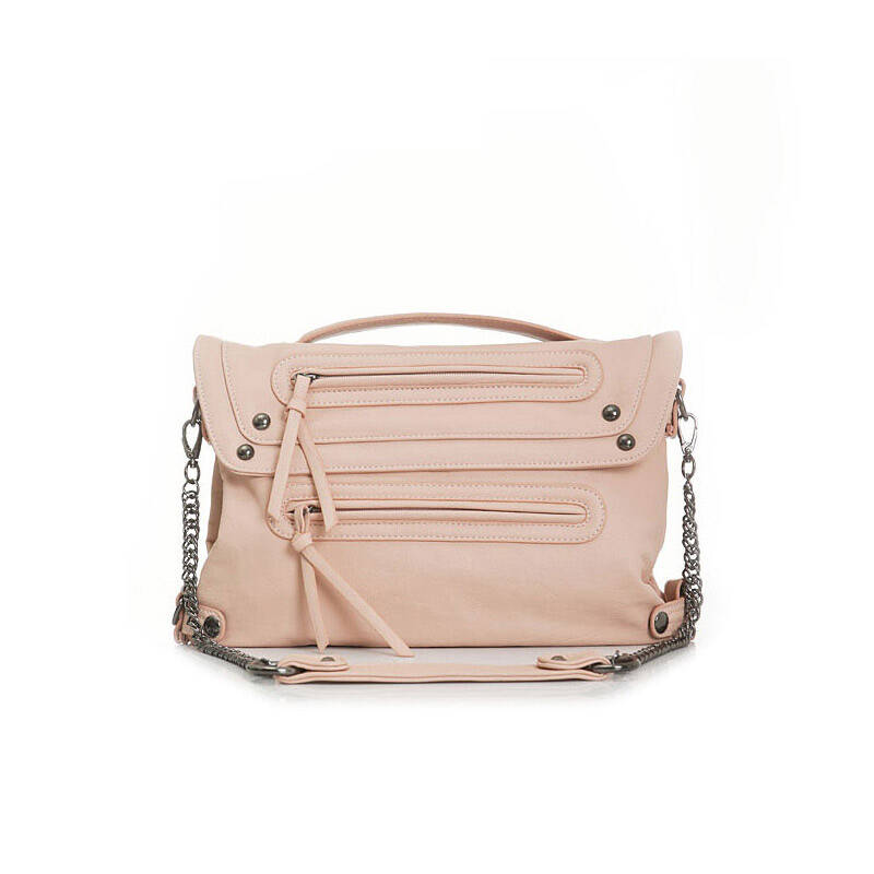 杰西简 jessiejane 个性双拉链翻盖包pu皮jj10sbd083 粉色