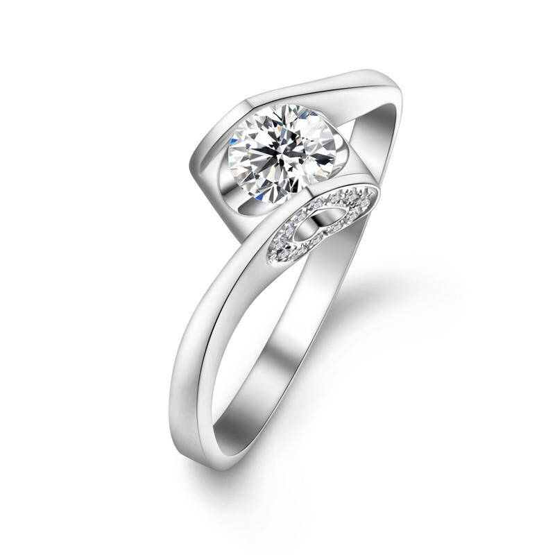 丘比特cupid【共25颗钻 主石30分】18k金钻石女戒 女士白金戒指 结婚