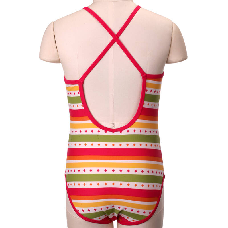 春雷行动:哆布卡dbk 儿童泳衣 泳装 女童连体三角泳衣 炫彩条纹款号d