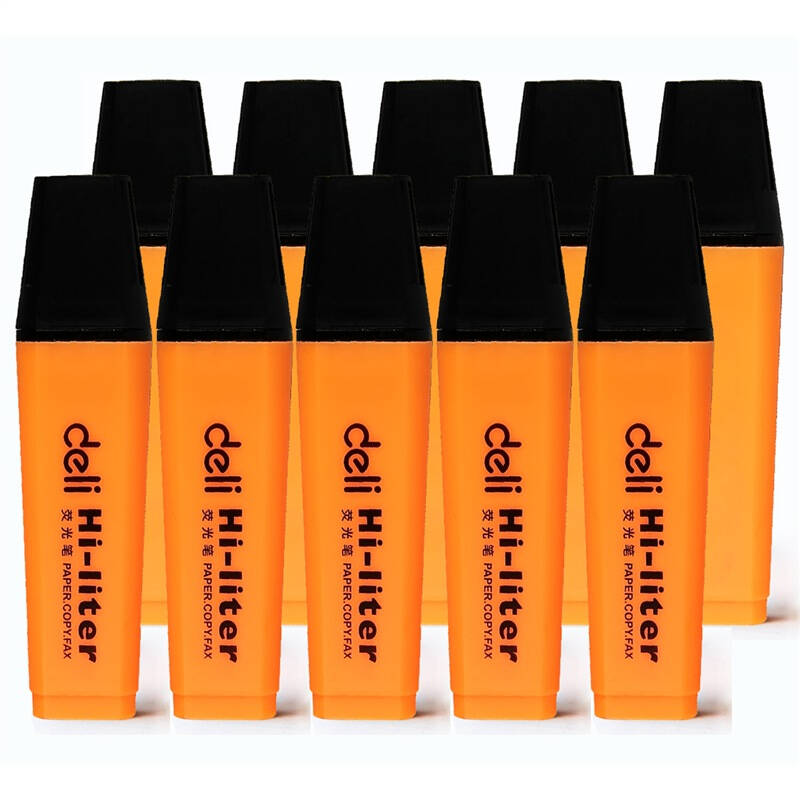 得力(deli)6837 荧光笔 橙色 10支 京东自营