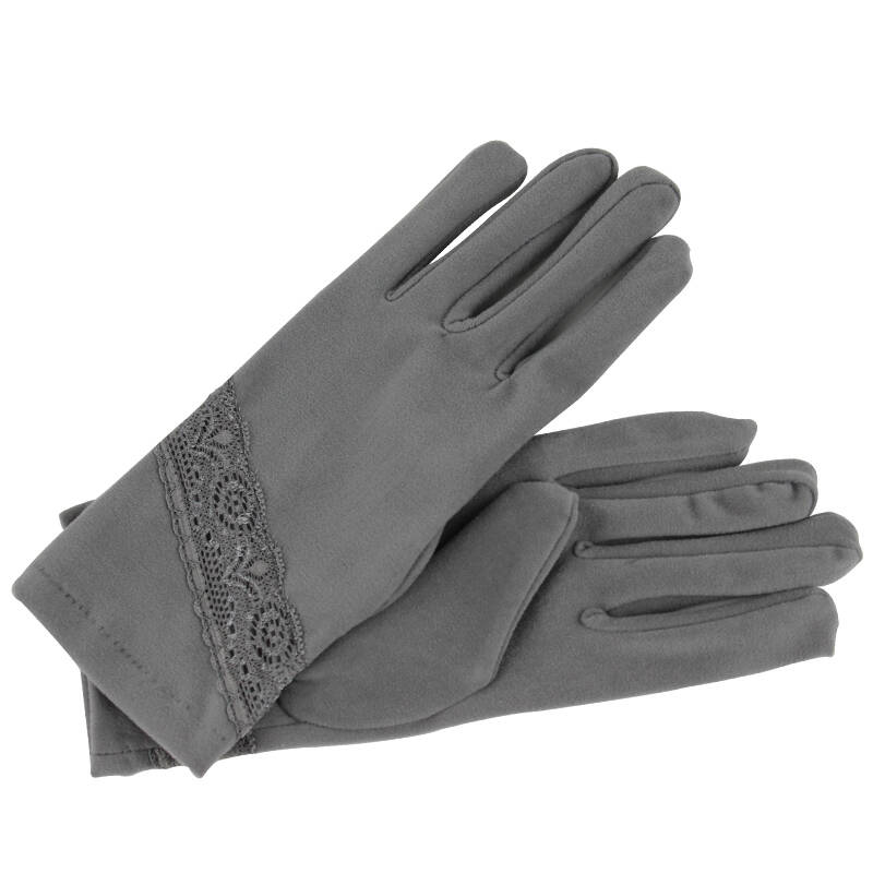 摩米特momiton秋冬女士弹力贴肤牛奶丝手套 灰色