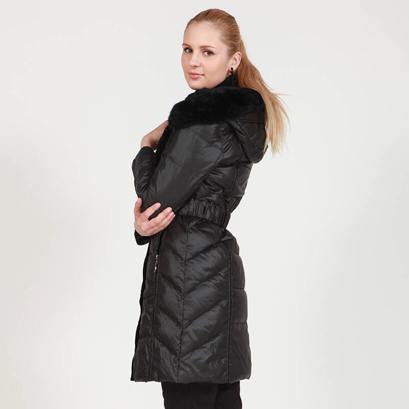 飞雁 罗纹大衣 羽绒服101008711 黑色 155