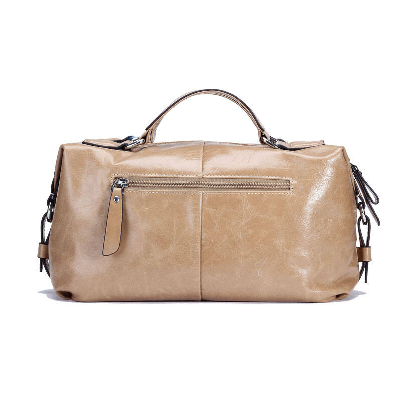 骆驼(camel) 油蜡牛皮 时尚淑女 女式手拎包 潮流 手提包 杏色wb16