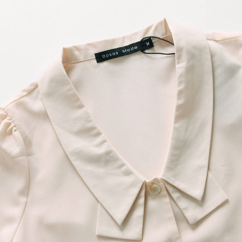 rosas mode春装女式甜美泡泡袖蝴蝶领雪纺衬衫r2311208 肉粉色 s