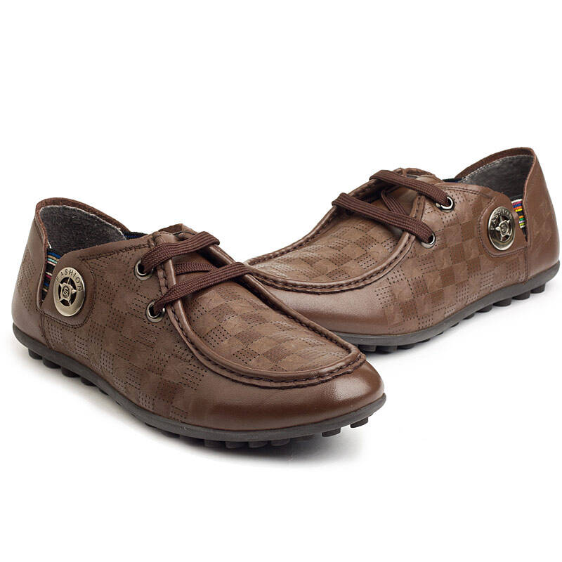 麦高maigao 春季新款男单鞋时尚透气休闲皮鞋 m0621181-1 棕色 38