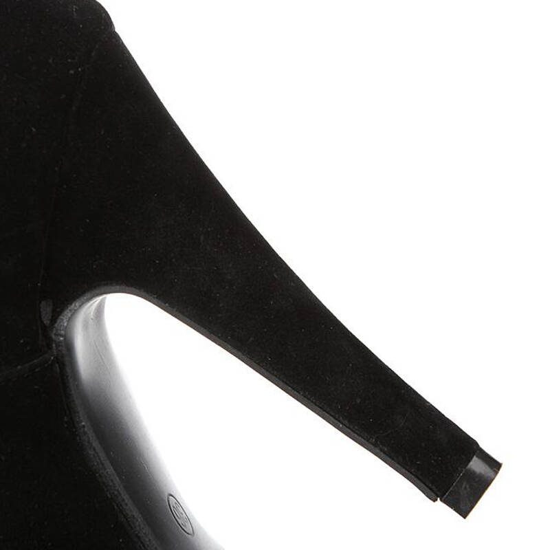 艾微妮(avini)2013欧美春季新款真皮豹纹鱼嘴单鞋8122 黑色 37