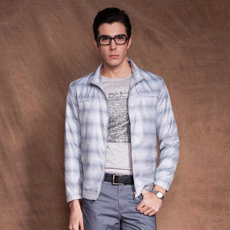 太子龙(tedelon)男士立领条纹渐变夹克 tl11jk031a 蓝色系410 170/m