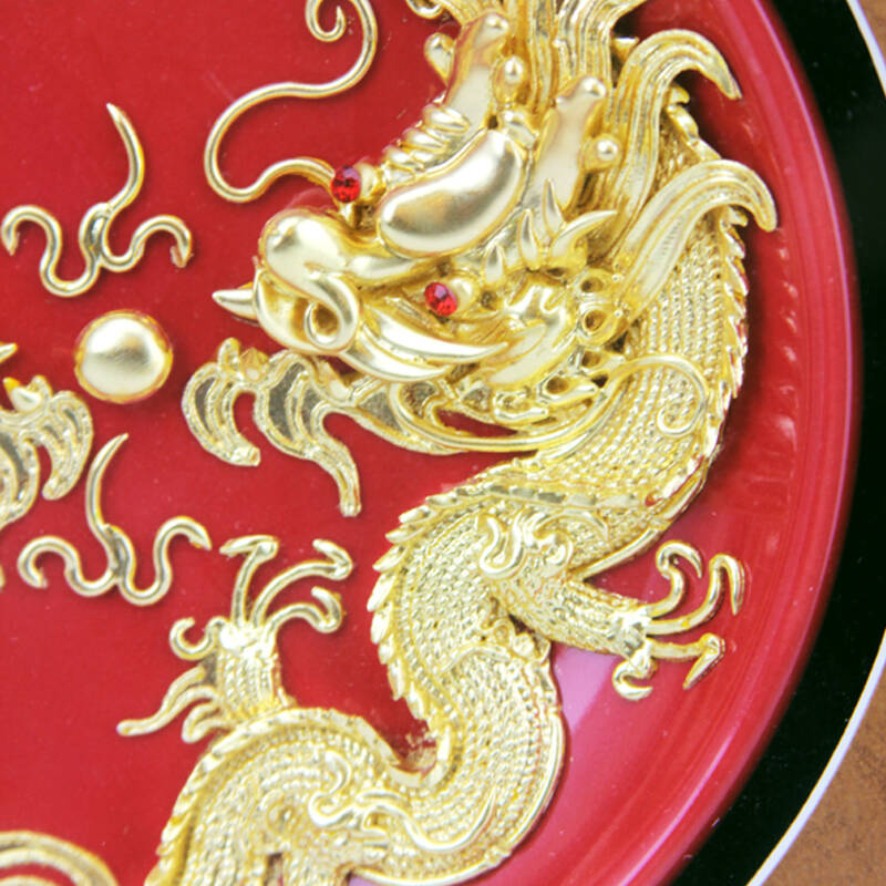 【王朝记忆】4寸加框红盘双龙漆线雕 商务送礼 生肖龙生日送礼 送客户