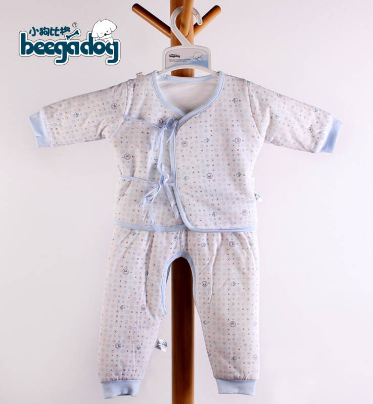 小狗比格 新生儿衣服 宝宝内衣套装 婴儿服 绑带和尚服 1502 蓝色 66