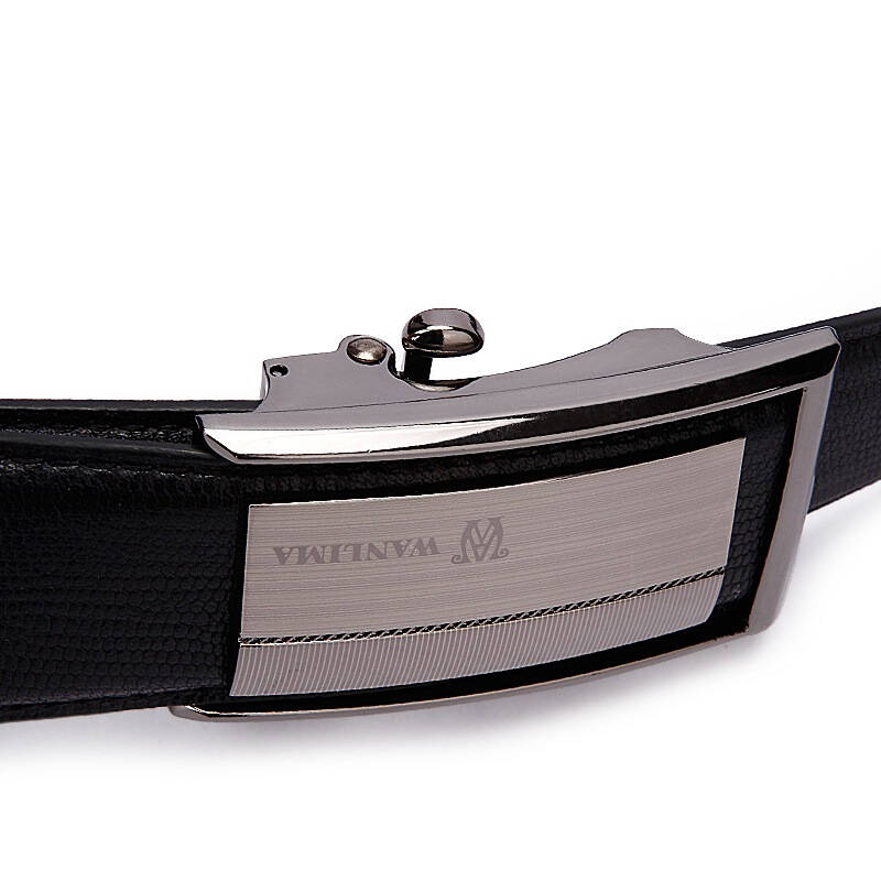 万里马wanlima 时尚男士牛皮自动扣皮带31641630005黑色