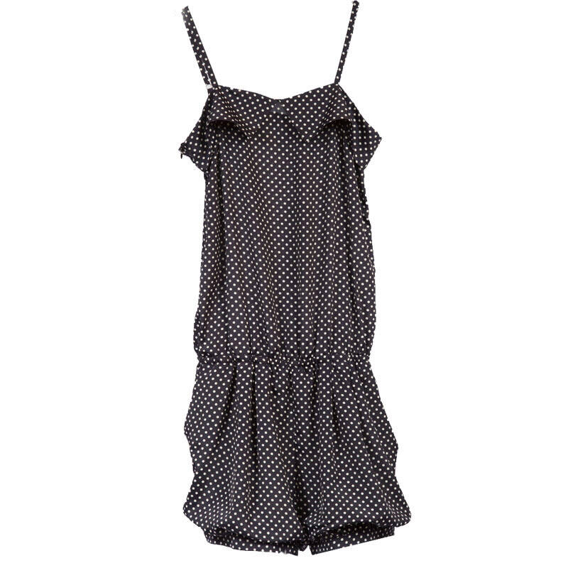 艾尚雪正品 夏 季新品 吊带 短裤 热裤 连体裤75106 白底黑店 m