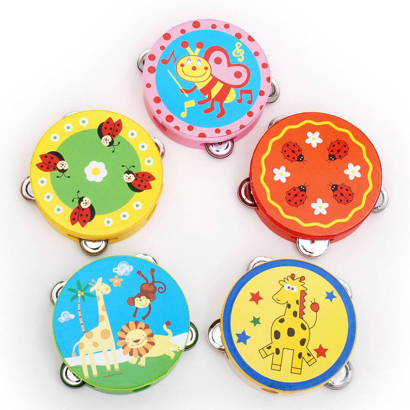 淘气郎 婴幼儿卡通动物皮铃鼓 1个装 款式随机