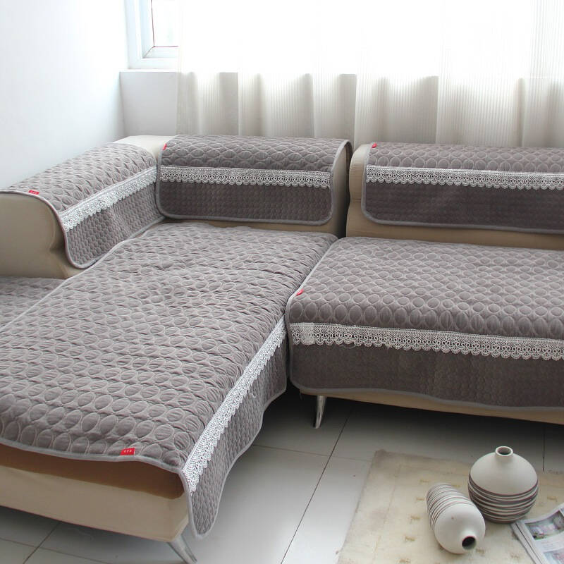 幸运狗 luckydog 北欧风情 灰色珍珠绒防滑双人皮沙发