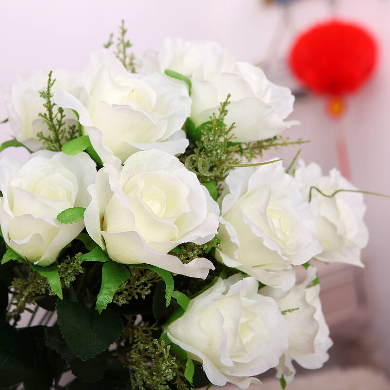 【畅宁】仿真花 12头黄莺玫瑰 2束(不含瓶) 假花装饰花瓶塑料花绢花