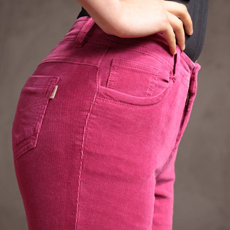 香歌莉灯芯绒女裤秋冬中腰修身小脚休闲长裤qd1208 玫红 32 - 京东