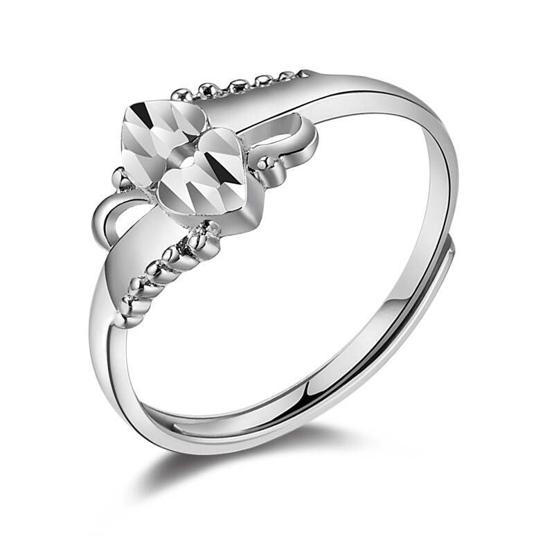 金马珠宝 千足钯金戒指 白金女戒(心心相通)pd990jz0057(可刻字) 约1.