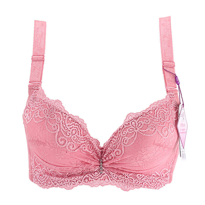 茄蕾妮新款小胸聚拢文胸调整型红色文胸 粉色 75a