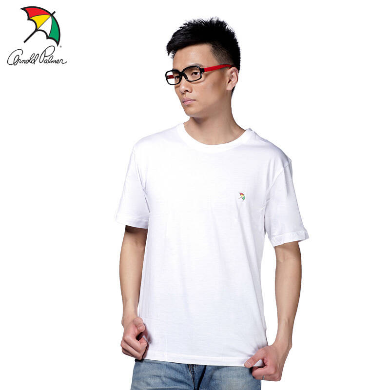 美国花雨伞 纯色针织衫男士短袖t恤 圆领打底衫 08427 白色 xxxl