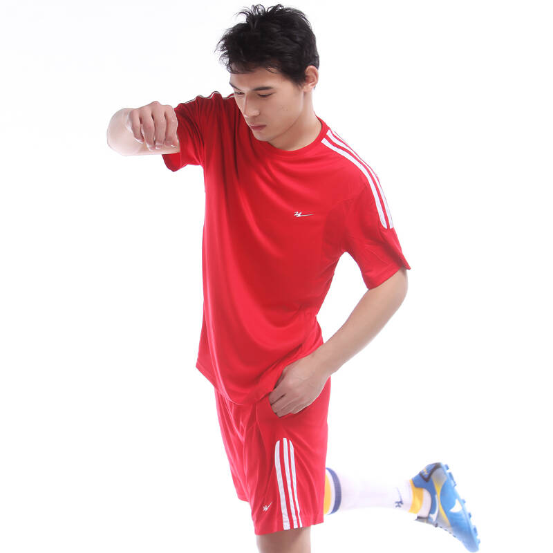 双星足球运动套装新品透气排湿速干分队球服足球服运动套装 56285 红
