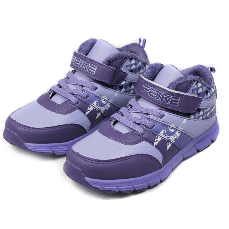 菲克(feike) 童鞋 女童鞋 中小童鞋 保暖女童加绒运动鞋 轻便学生休闲