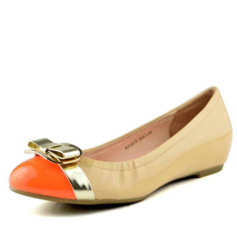 aaa 2013新款女式鞋春季新品甜美拼色平底女鞋平跟单鞋妈妈鞋 杏色 36