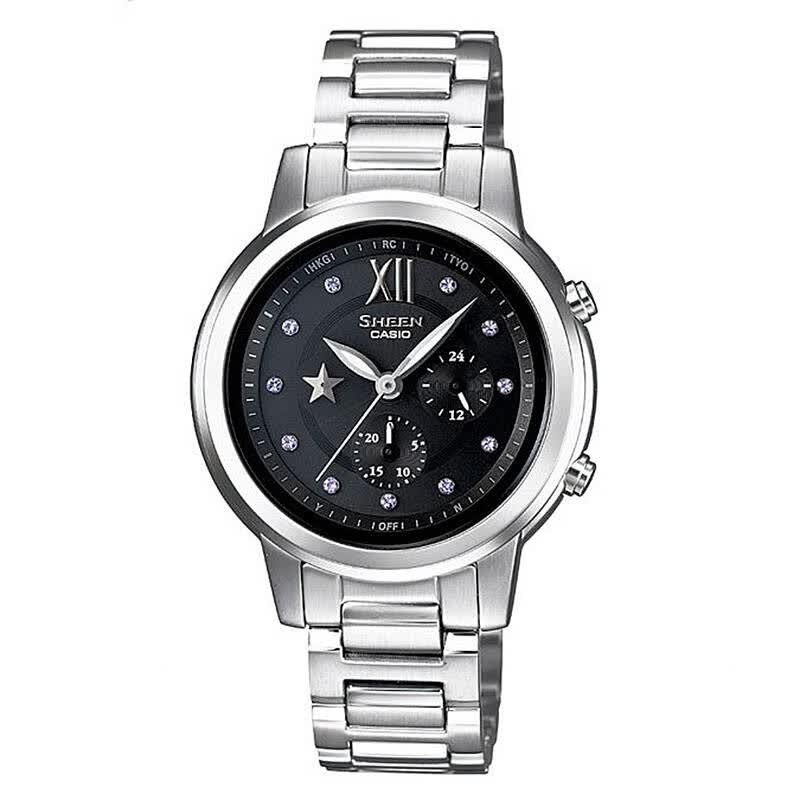 卡西欧(casio)手表 sheen太阳能电波时装女表she-7506d-1adr she-7506