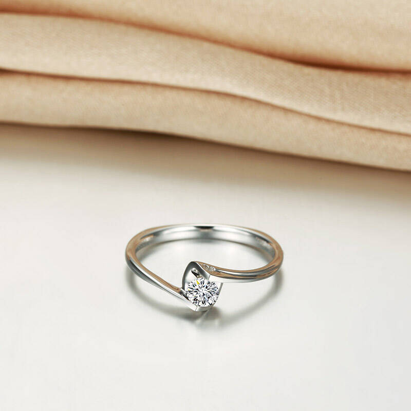 京东配送 爱迪尔珠宝ideal 白18k金钻石女戒结婚戒指舒适戒臂系列钻戒