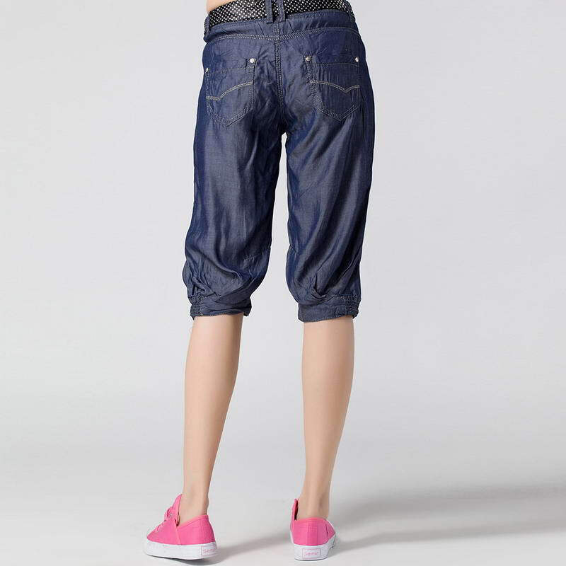 【森马】semir 2013夏装新款女款中裤银丝线灯笼牛仔裤潮流