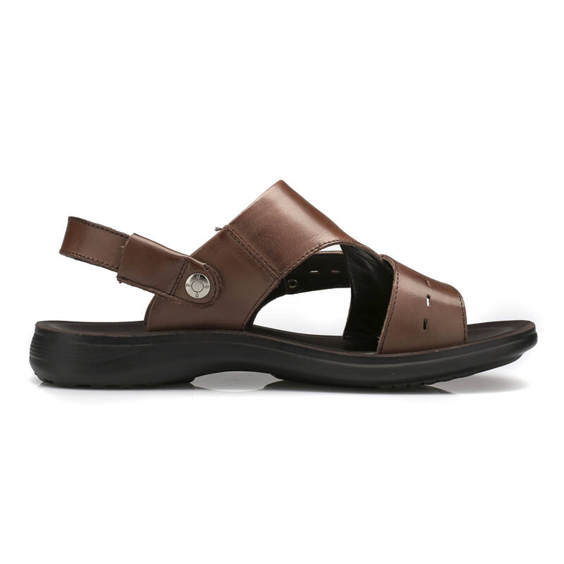 康奈(kangnai)男鞋 时尚休闲凉拖两用头层牛皮男凉鞋沙滩鞋33642 棕色