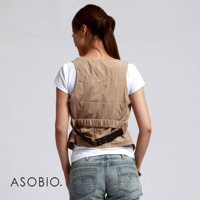 asobio新款女装 时尚简约欧美风女士马甲 背部腰带4131491260 807