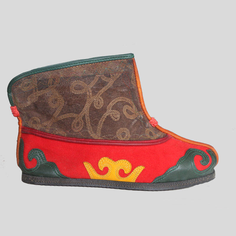 妍姝阁 老北京布鞋 手工特色男靴武术表演 皮革拼接云头靴子轮胎底