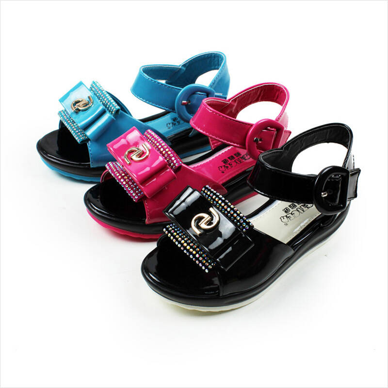 亲亲虎童鞋品牌童鞋 女童皮鞋凉鞋 韩版时尚都市儿童凉鞋 女凉815蓝色