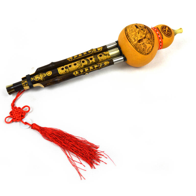 缘乐坊葫芦丝 演奏级天然三音可拆葫芦丝 激光雕刻可拆卸紫竹葫芦丝 d