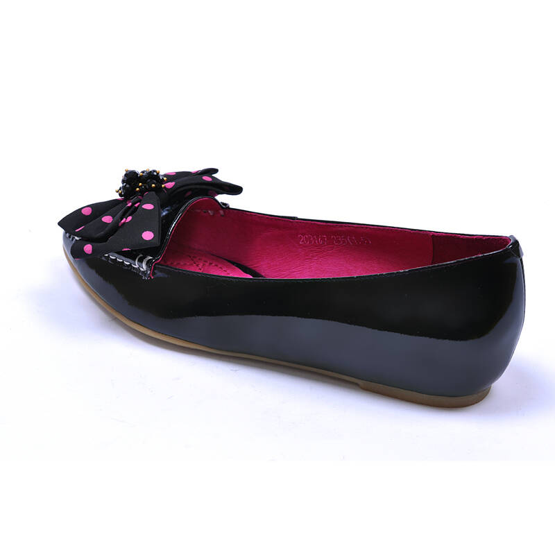 万里-山百惠2013款甜美蝴蝶结牛漆皮娃娃款平跟女单2c3147 黑色 35