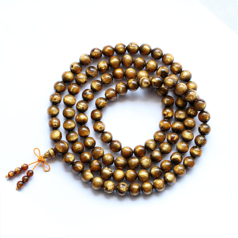 一物一图天然金珊瑚手链稀有金海柳108颗手链三圈10mm手串