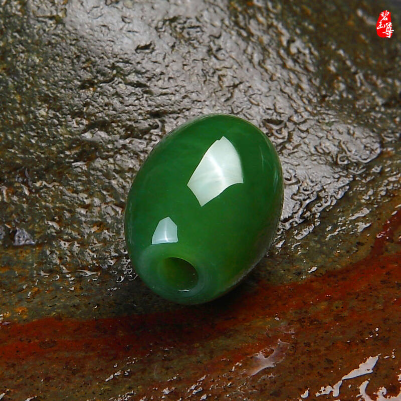 碧玉尊 和田玉碧玉路路通吊坠 男女款玉坠 玉石高档珠宝转运珠项链