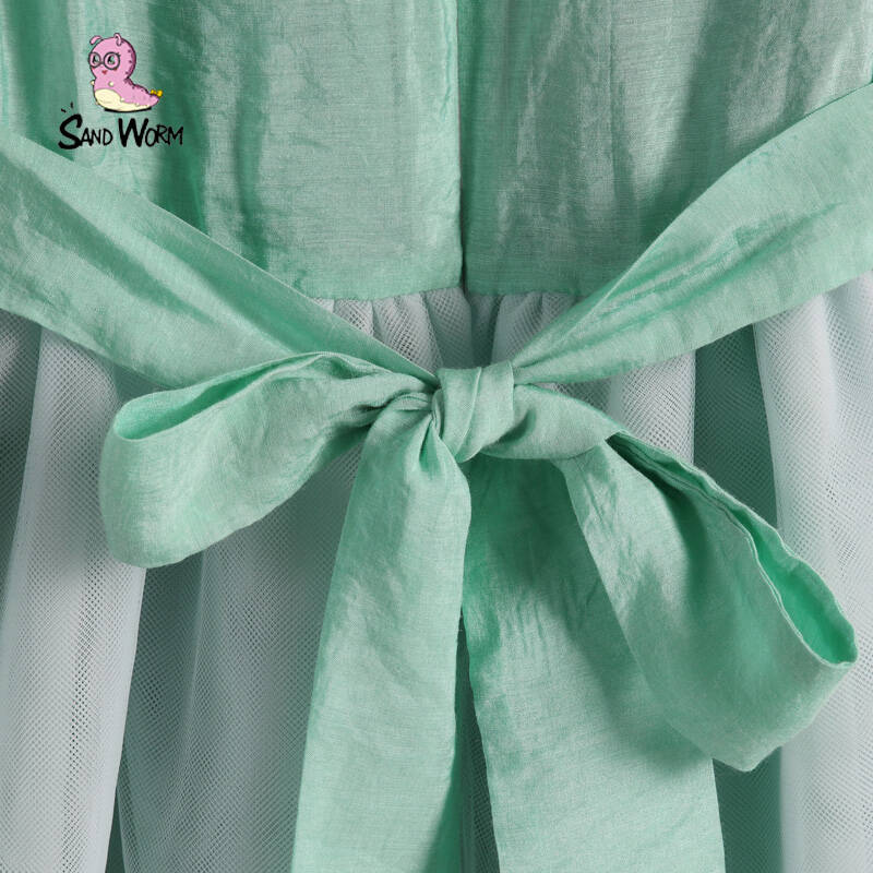sandworm沙虫童装 夏装新款 女童网纱连衣裙s00236 湖蓝色 120码