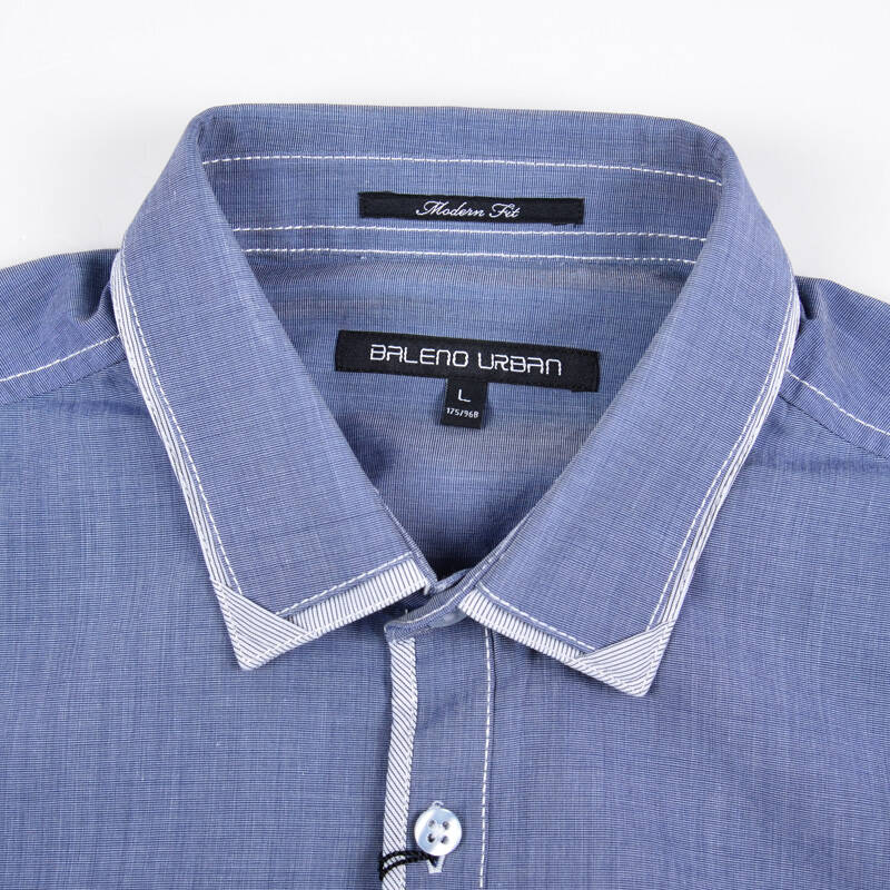 班尼路都市系列(baleno urban)男装新款短袖时尚收身双层领净色衬衣