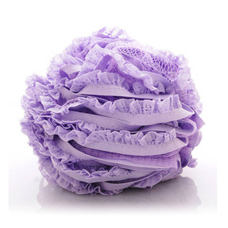 喜家家 韩式蕾丝边洗澡必备丰富泡沫/沐浴球/浴擦/浴花 紫色