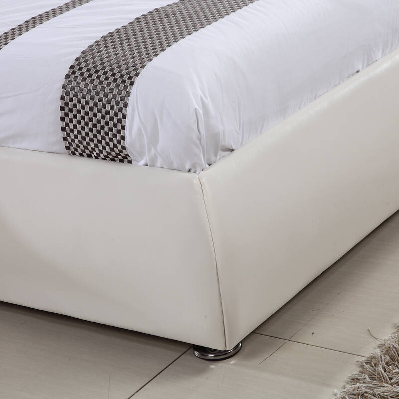 威莱科 现代卧室时尚双人床 排骨架真皮软床 新婚皮艺床 c026 米白色