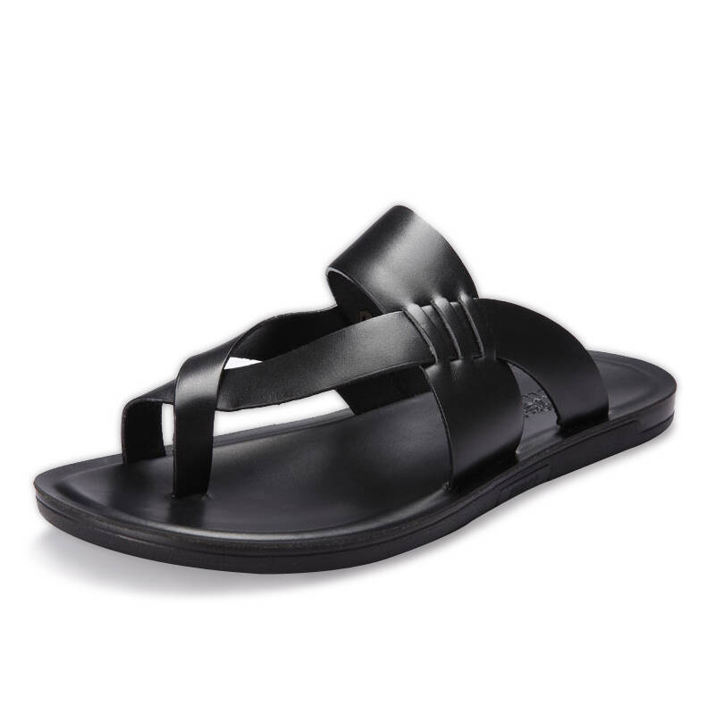 百老路 男牛皮沙滩凉鞋 128033 棕色 39