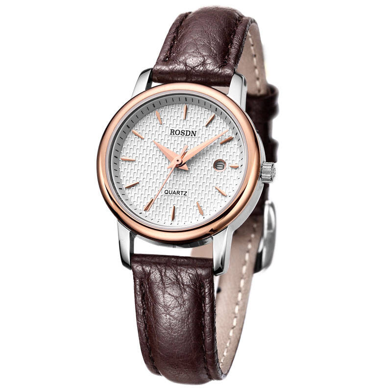 劳士顿女士手表时尚腕表3129l 石英白盘间玫皮带 - 京东