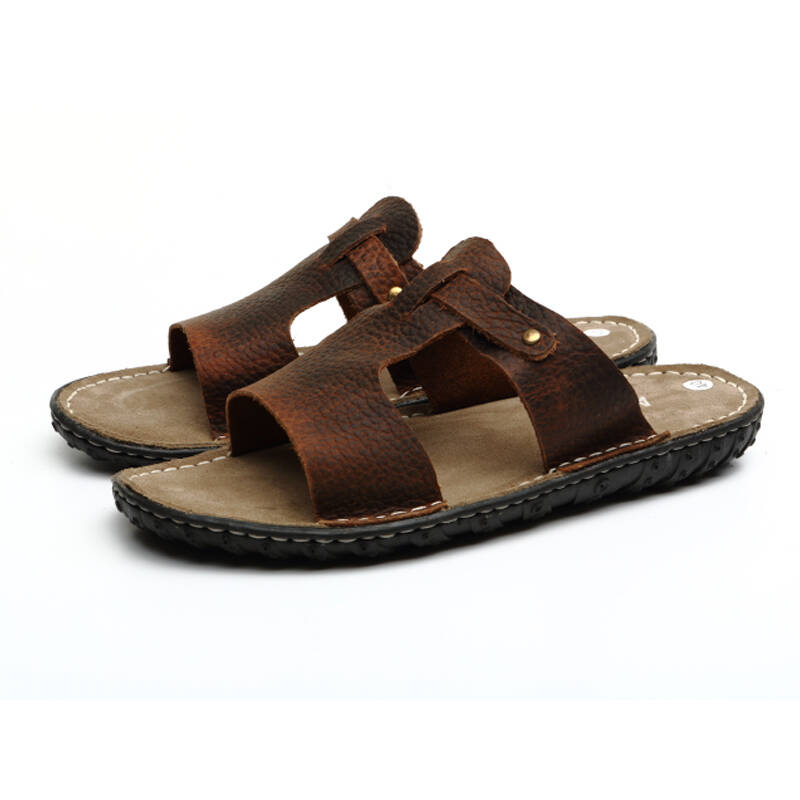 先驱者(avant-garde)牛皮拖鞋真皮凉拖鞋 夏季男士一字拖潮流男拖