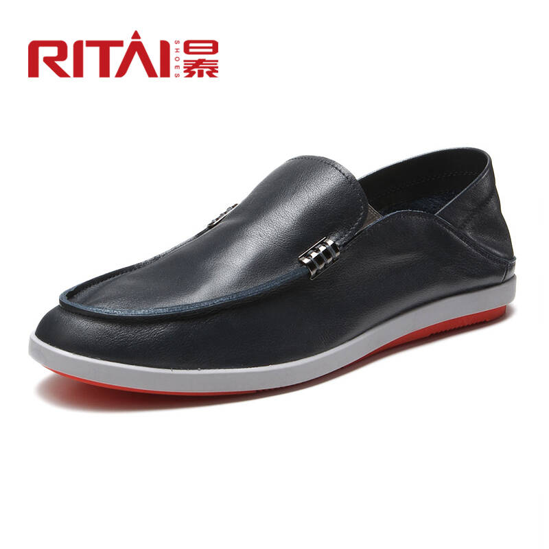 日泰皮鞋简约商务休闲套脚男士真皮皮鞋ws4s45310 藏青 41