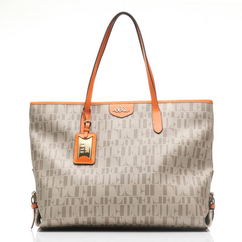 elle(她) puccini普妮系列pvc配牛皮单肩女包e3034p31110og橙色 自营