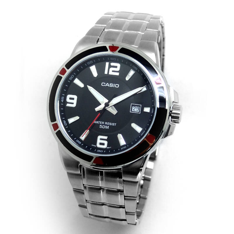 卡西欧casio腕表 带日历钢带防水石英男表 mtp-1330d-1a