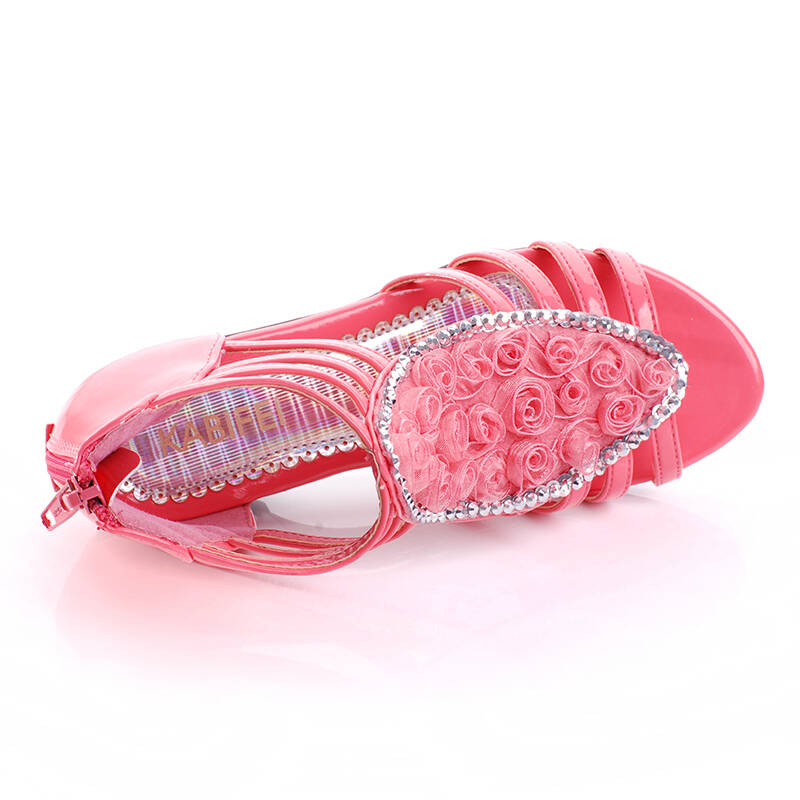 卡比菲女童夏季玫瑰天使一代公主凉鞋 12fc5027 西瓜红 26码/实测内长