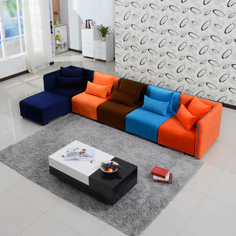 巴博斯 客厅彩色休闲布艺沙发 简约现代小户型创意组合