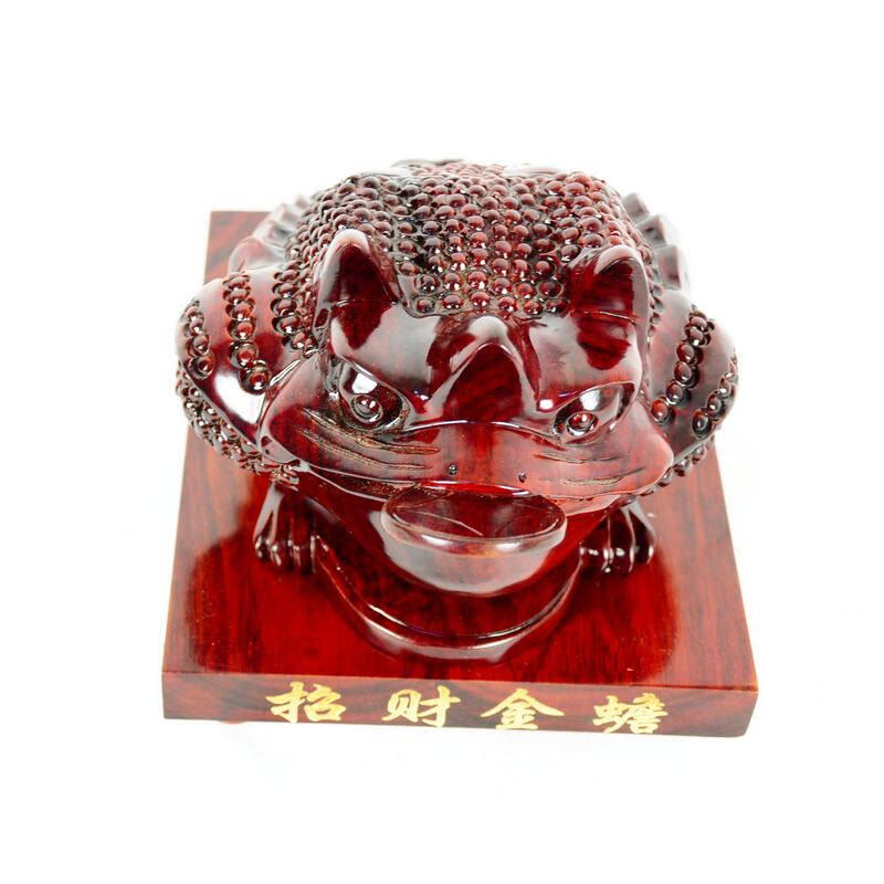 柳缘逸轩 铁梨木招财金蟾红木工艺品商务礼品 红色大号