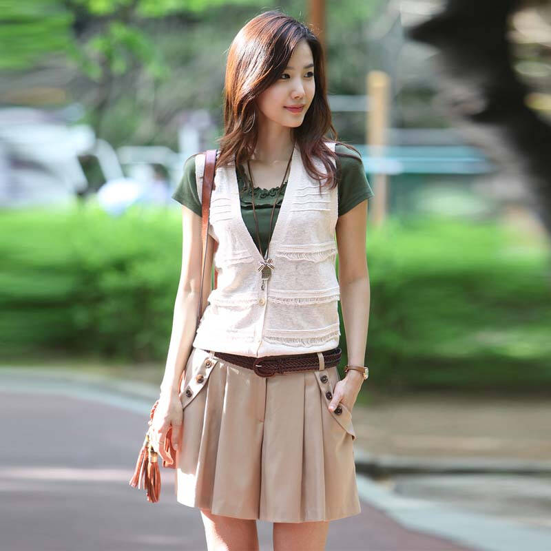 淑女阁 2013新款女装韩版时尚 显瘦美腿 裙裤|sn12-1560 深卡其色 26